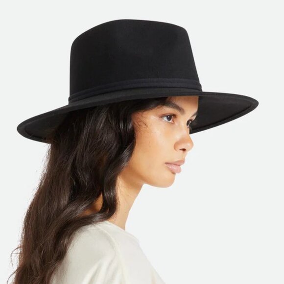 Brixton Joanna Australian WOOL Felt Fedora Packable Hat Adjustable Black NEW - Picture 10 of 13